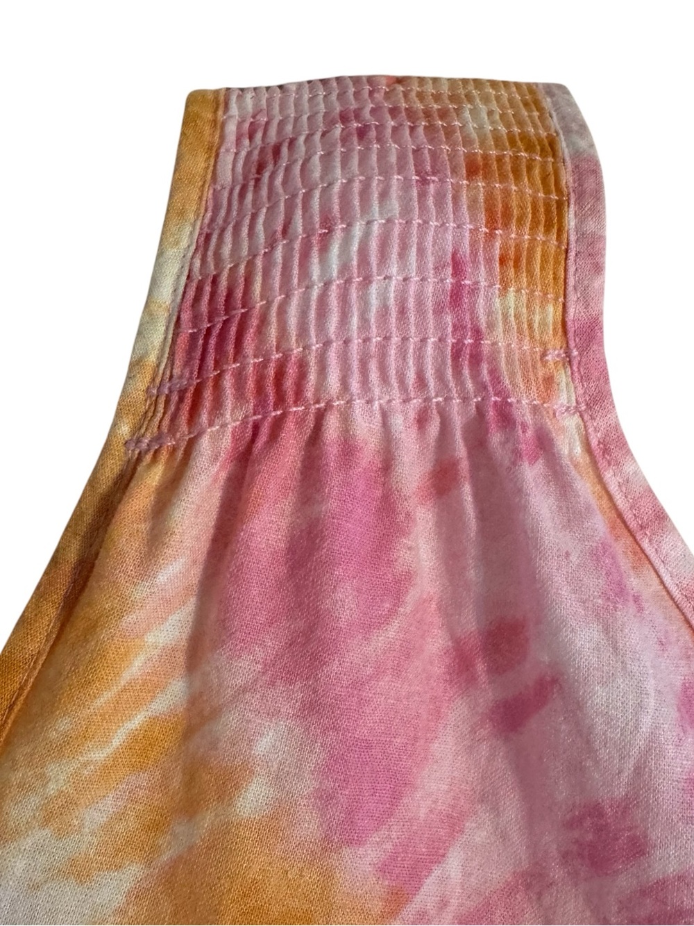 Pink Orange Tie-Dye Sleeveless Linen Blend V-Neck Top PLUS: 16/18 #3 - Picture 4 of 8